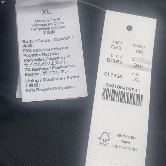 J Crew Textured Cheeky Bikini Bottom Dark Blue Curved Waist Size XL BC050 New - Picture 4 of 5